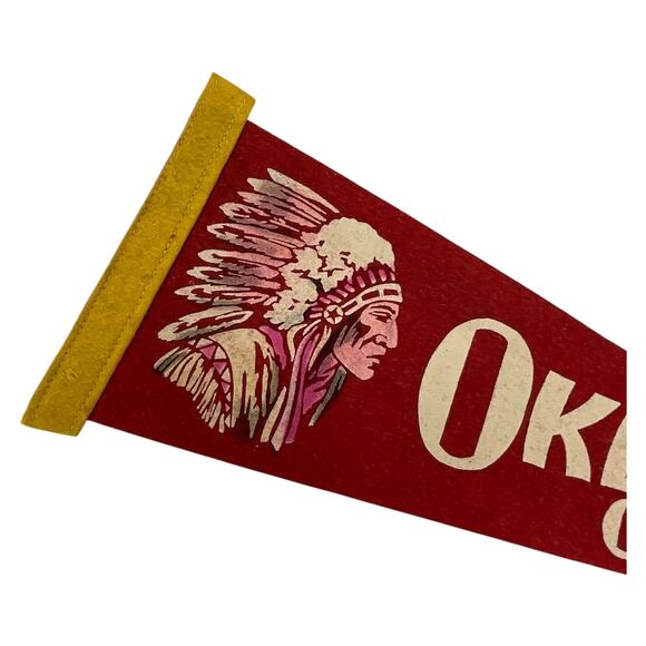 Vintage Oklahoma City Felt Pennant Native American Chief - Picture 2 of 8